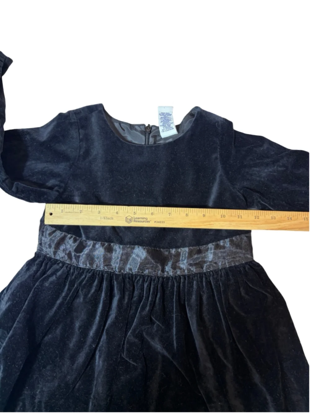 Vintage 2001 Gymboree Black Velvet Floral Embroidered Party Dress Size 5